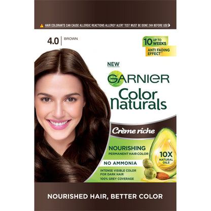READY STOCK!!! Garnier Color Naturals | Long-Lasting Nourishing Cream Hair Color with Natural Oils | Grey Coverage