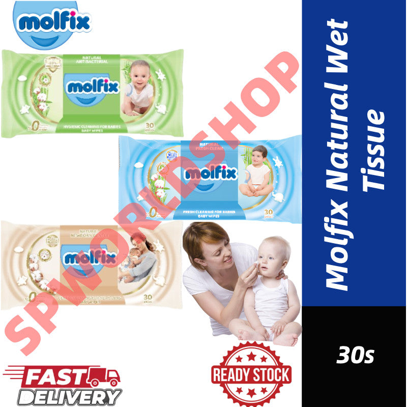READY STOCK!!! Molfix Natural Baby Wet Wipes | Gentle & Safe Baby Wipes | Alcohol-Free Hypoallergenic Wet Tissue 天然婴儿湿巾