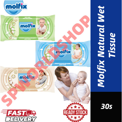 READY STOCK!!! Molfix Natural Baby Wet Wipes | Gentle & Safe Baby Wipes | Alcohol-Free Hypoallergenic Wet Tissue 天然婴儿湿巾