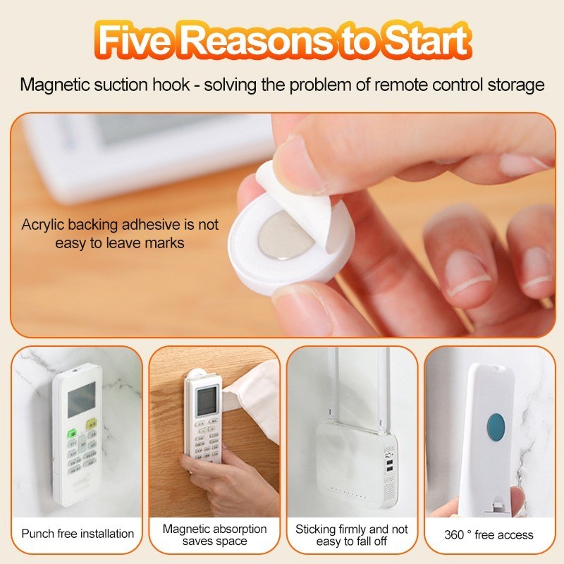 【READY STOCK】No-Drill Magnetic Remote Control Holder | Strong Adhesive Wall Mount Storage 免打孔遥控器磁吸贴