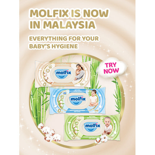 READY STOCK!!! Molfix Natural Baby Wet Wipes | Gentle & Safe Baby Wipes | Alcohol-Free Hypoallergenic Wet Tissue 天然婴儿湿巾