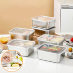 【READY STOCK】Stainless Steel Storage Box | Bekas Simpan Makanan 304 Organizer Crisper Fresh-Keeping with Lid Seal 保鲜收纳盒