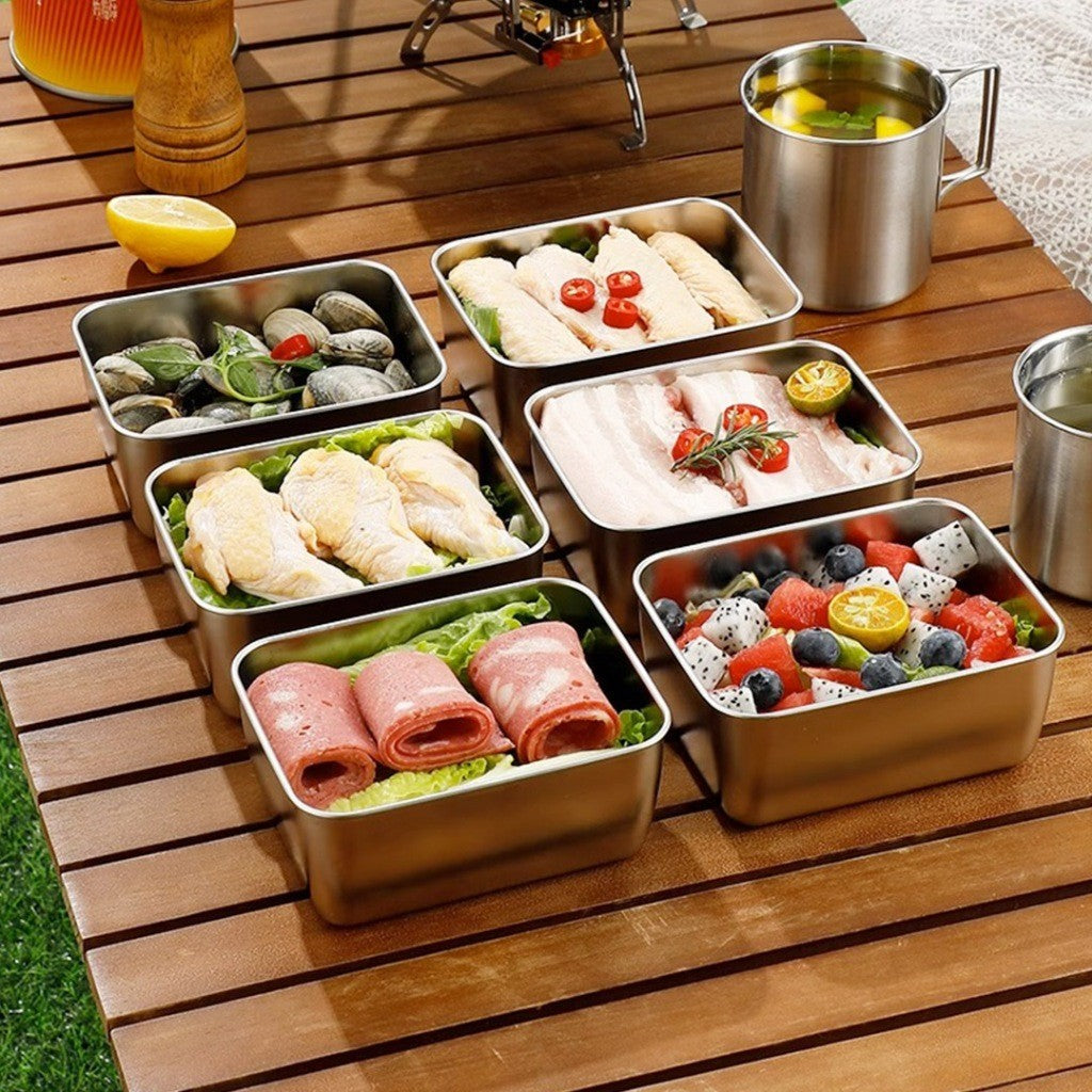 【READY STOCK】Stainless Steel Storage Box | Bekas Simpan Makanan 304 Organizer Crisper Fresh-Keeping with Lid Seal 保鲜收纳盒