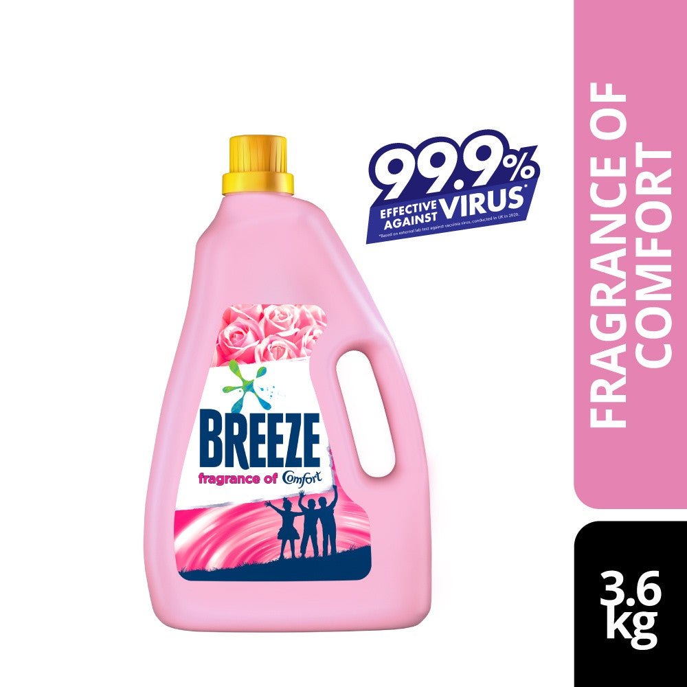 BREEZE Detergent Liquid 3.6kg | Fragrance of Comfort Power Clean | Professional Colour Care & 99.9% Stain Removal 3.6kg 大容量洗衣液 强力去渍 护色
