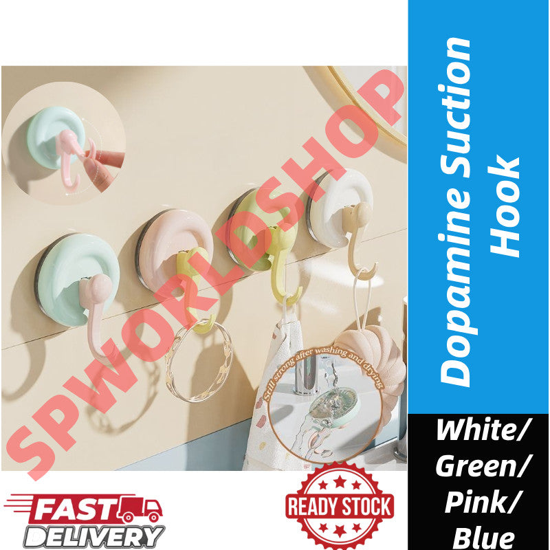 【READY STOCK】Dopamine Suction Hook | Colorful Strong Adhesive Hook | No-Drill Removable Bathroom & Kitchen Hook 多巴胺吸盘挂钩