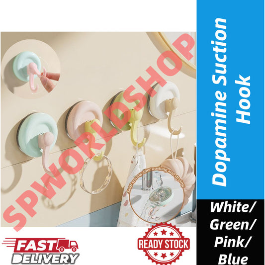 【READY STOCK】Dopamine Suction Hook | Colorful Strong Adhesive Hook | No-Drill Removable Bathroom & Kitchen Hook 多巴胺吸盘挂钩