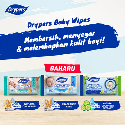 READY STOCK!!! Drypers Baby Wipes 2x30s | Gentle & Soft Baby Wet Wipes | Hypoallergenic Safe for Newborns 婴儿湿纸巾