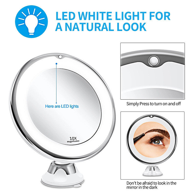 READY STOCK!!! Suction Cup Makeup Mirror with LED Light | Portable & Brightness Adjustable Makeup Mirror 吸盘式化妆镜 带LED补光灯