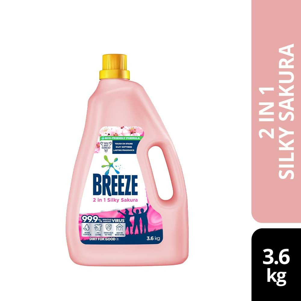 BREEZE Detergent Liquid 3.6kg | Fragrance of Comfort Power Clean | Professional Colour Care & 99.9% Stain Removal 3.6kg 大容量洗衣液 强力去渍 护色