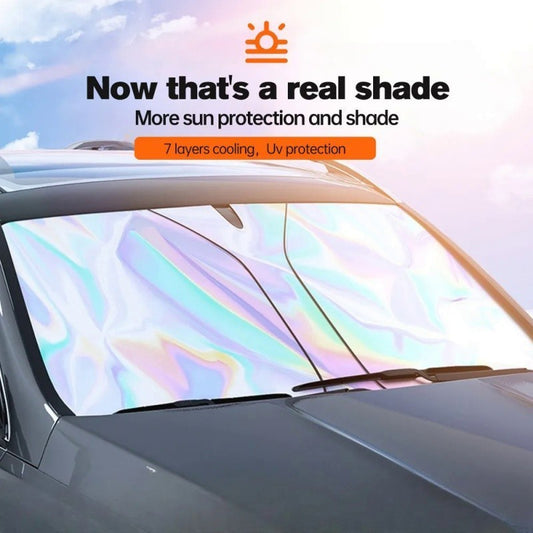 READY STOCK!!! Car Sunshade Reflective Laser Windshield Sun Shade UV Protection Foldable Sun Block Cover 镭射汽车遮阳挡