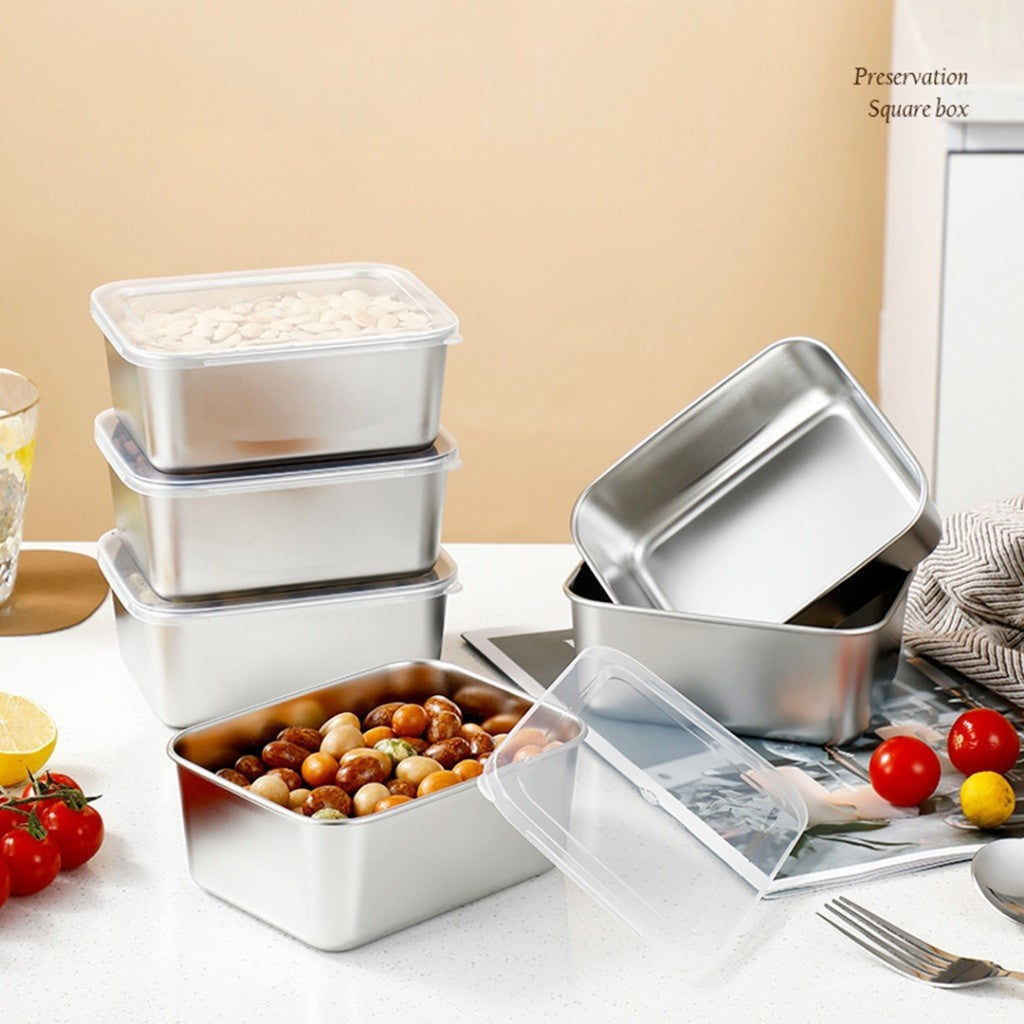 【READY STOCK】Stainless Steel Storage Box | Bekas Simpan Makanan 304 Organizer Crisper Fresh-Keeping with Lid Seal 保鲜收纳盒