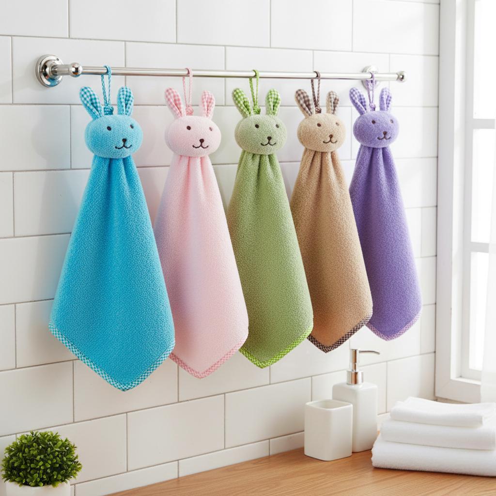 BUNNY CARE | 萌兔挂式擦手巾：加厚超吸水、速干不掉毛 | 厨卫通用 Premium Bunny Hanging Towel | High-Absorbency & Lint-Free Design