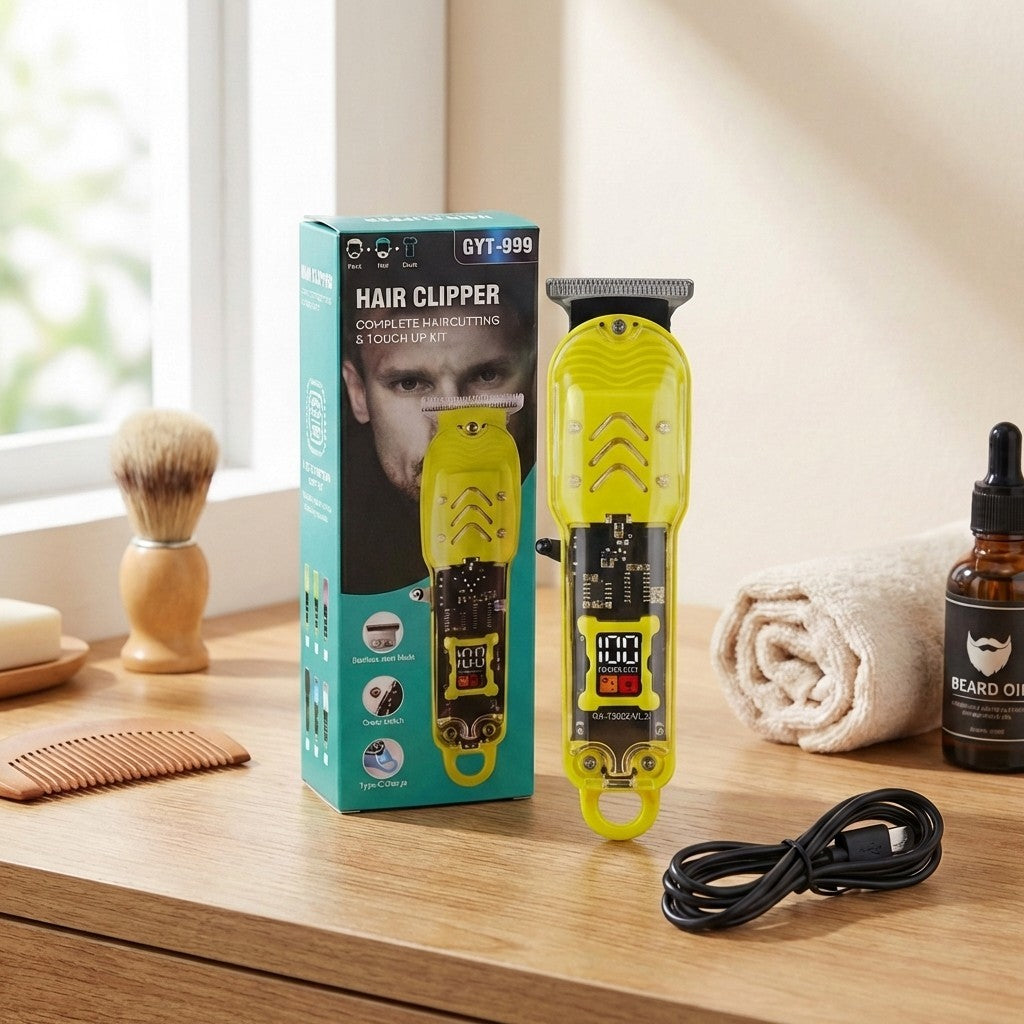 YX-999 PRO CLIPPER | 专业电动剪发器：LED 屏显 + USB 快充 | 低噪强劲动力 Professional LED Hair Clipper | High-Speed Motor & Low Noise Operation