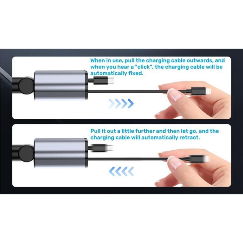 120W MAX PRO | 伸缩式超级快充：Type-C 双口输出 | 适配华为/iPhone/安卓 120W Super Fast Retractable Car Charger | Dual Port Intelligent Power