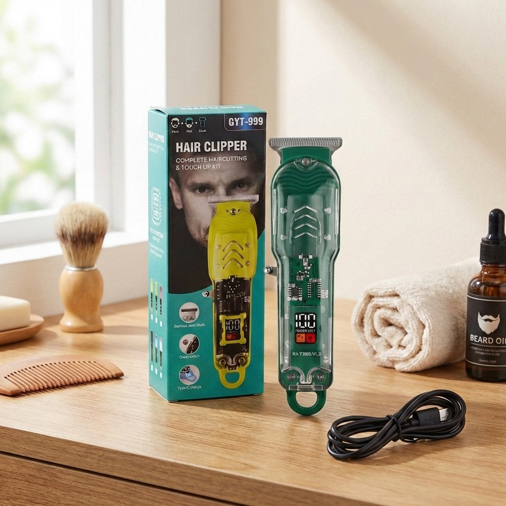 YX-999 PRO CLIPPER | 专业电动剪发器：LED 屏显 + USB 快充 | 低噪强劲动力 Professional LED Hair Clipper | High-Speed Motor & Low Noise Operation