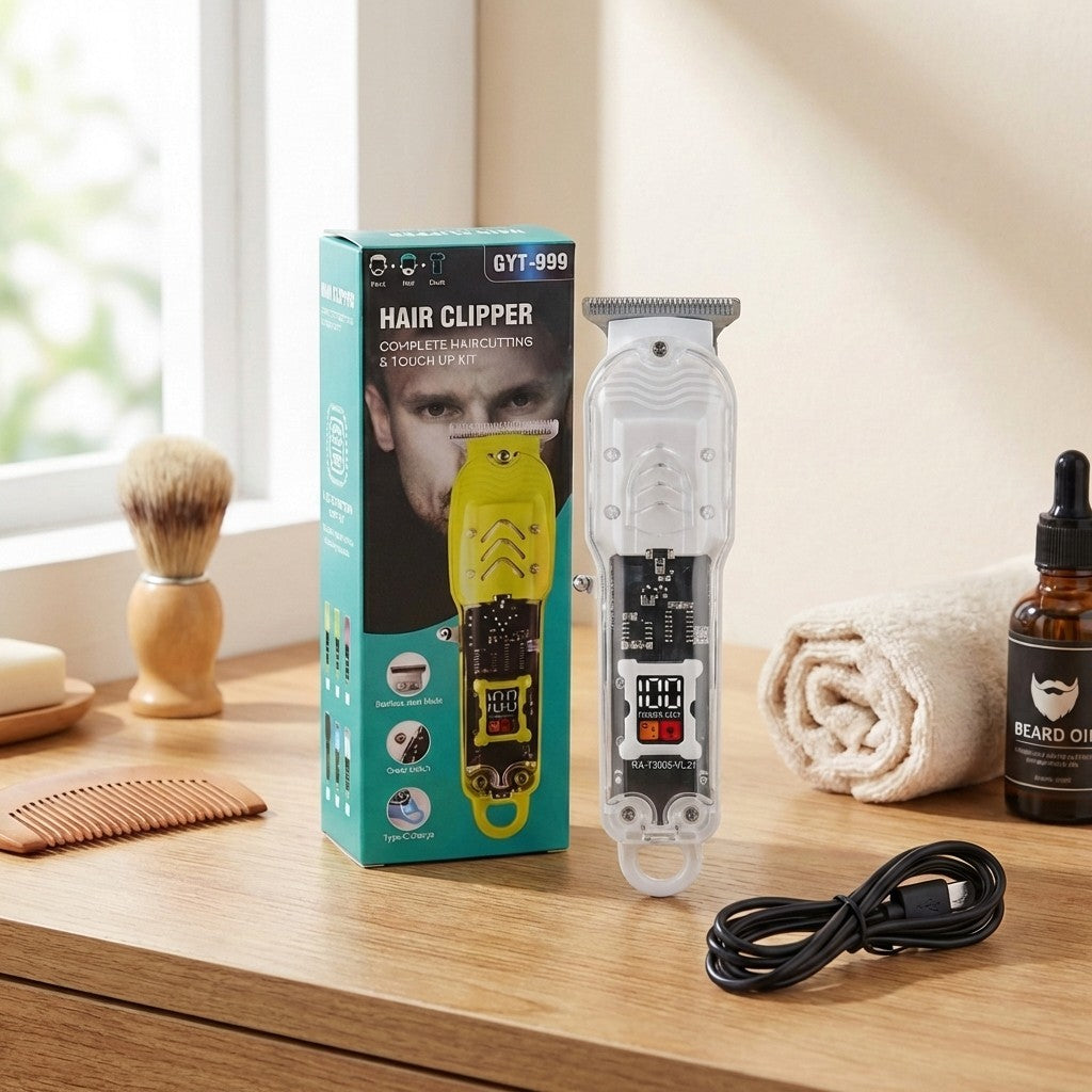 YX-999 PRO CLIPPER | 专业电动剪发器：LED 屏显 + USB 快充 | 低噪强劲动力 Professional LED Hair Clipper | High-Speed Motor & Low Noise Operation