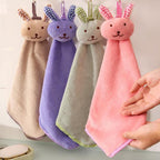 BUNNY CARE | 萌兔挂式擦手巾：加厚超吸水、速干不掉毛 | 厨卫通用 Premium Bunny Hanging Towel | High-Absorbency & Lint-Free Design