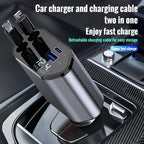 120W MAX PRO | 伸缩式超级快充：Type-C 双口输出 | 适配华为/iPhone/安卓 120W Super Fast Retractable Car Charger | Dual Port Intelligent Power