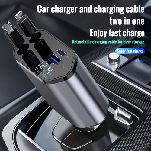 120W MAX PRO | 伸缩式超级快充：Type-C 双口输出 | 适配华为/iPhone/安卓 120W Super Fast Retractable Car Charger | Dual Port Intelligent Power
