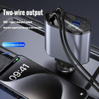 120W MAX PRO | 伸缩式超级快充：Type-C 双口输出 | 适配华为/iPhone/安卓 120W Super Fast Retractable Car Charger | Dual Port Intelligent Power